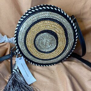 NWT Rebecca Minkoff Silver Multi Straw Circle Crossbody Bag Purse
